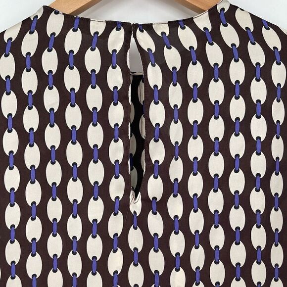 Zara Long Sleeve Twist Front Cropped Blouse Brown Cream Purple Women XS - Picture 4 of 6